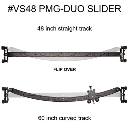 PMG-DUO Motorized Double Sided Video Slider with Straight and Curved Track in one, Bluetooth Motor Motion Control
